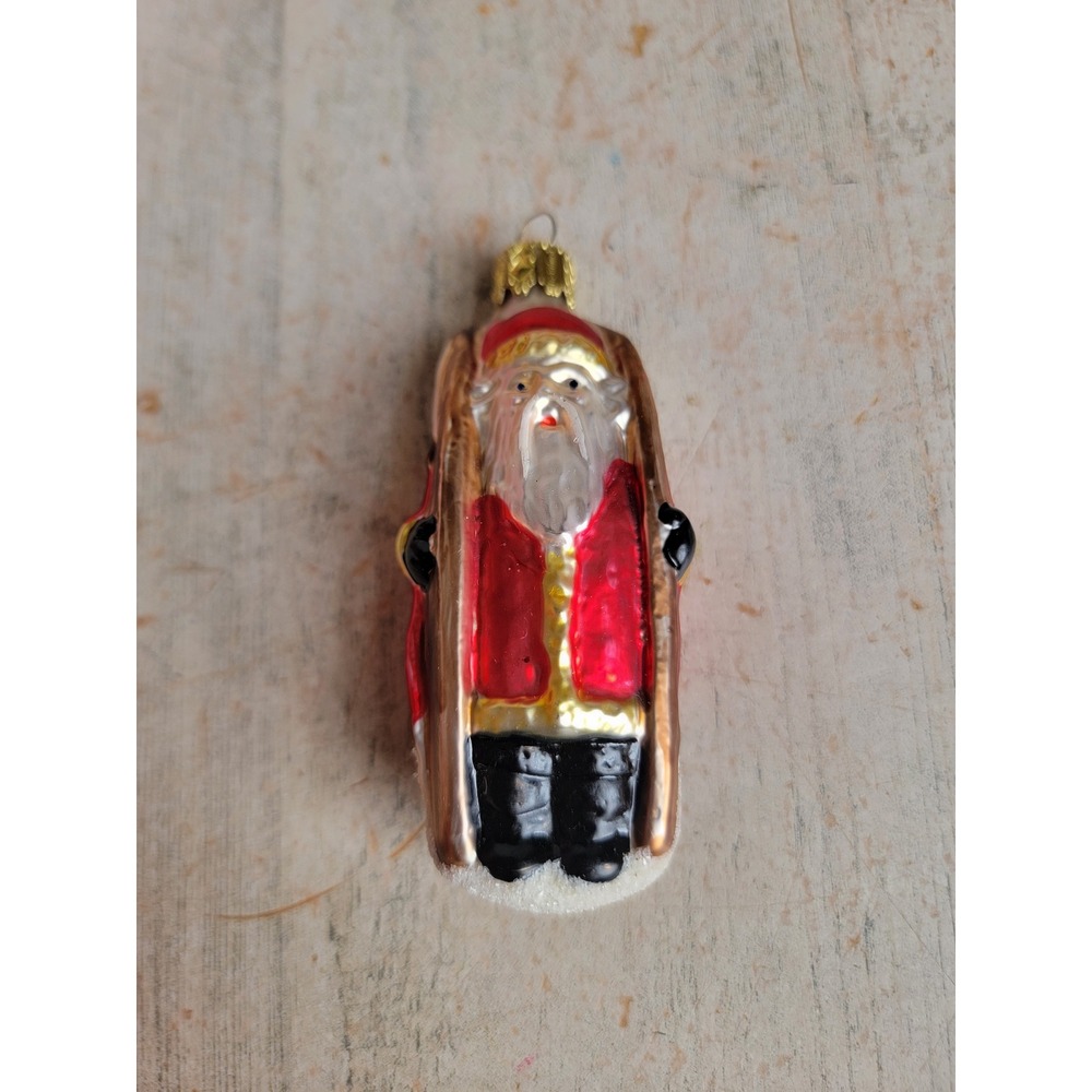 Christborn Santa Claus sled unique vintage ornament Xmas glitter home decor